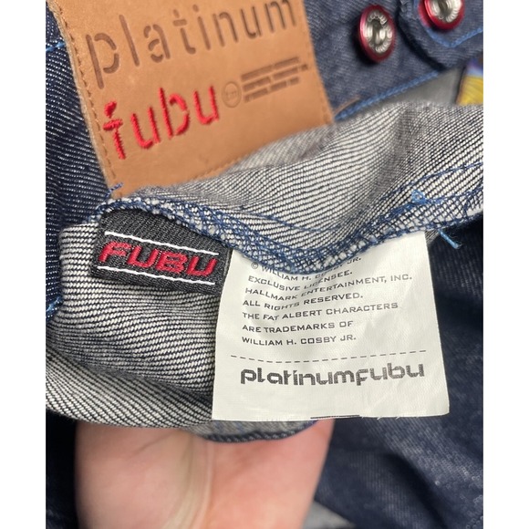 Vintage Platinum Fubu Fat Albert Denim Jean Jacket Mens XL Blue Rap Hip Hop - Picture 6 of 14